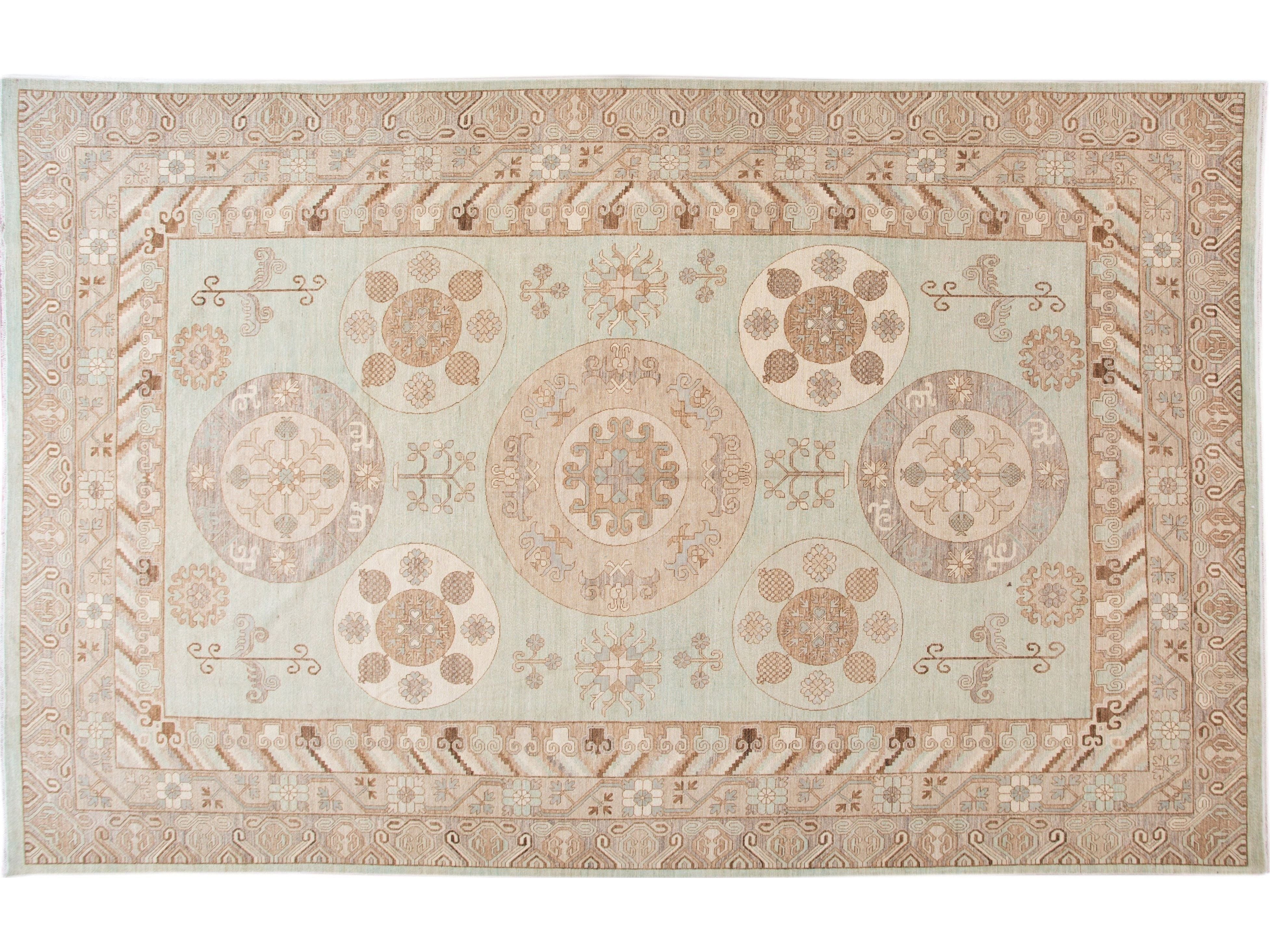 Modern Khotan Style Wool Rug 12 X 20