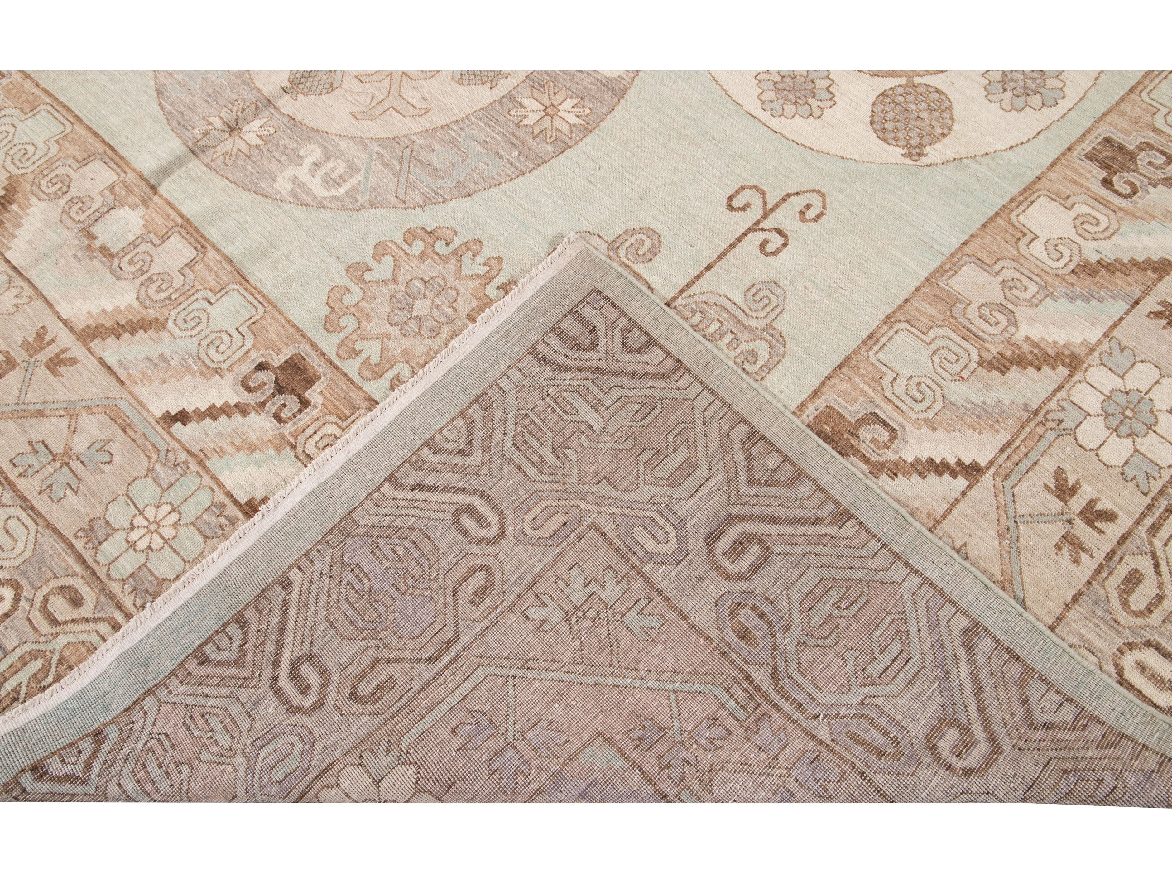 Modern Khotan Style Wool Rug 12 X 20