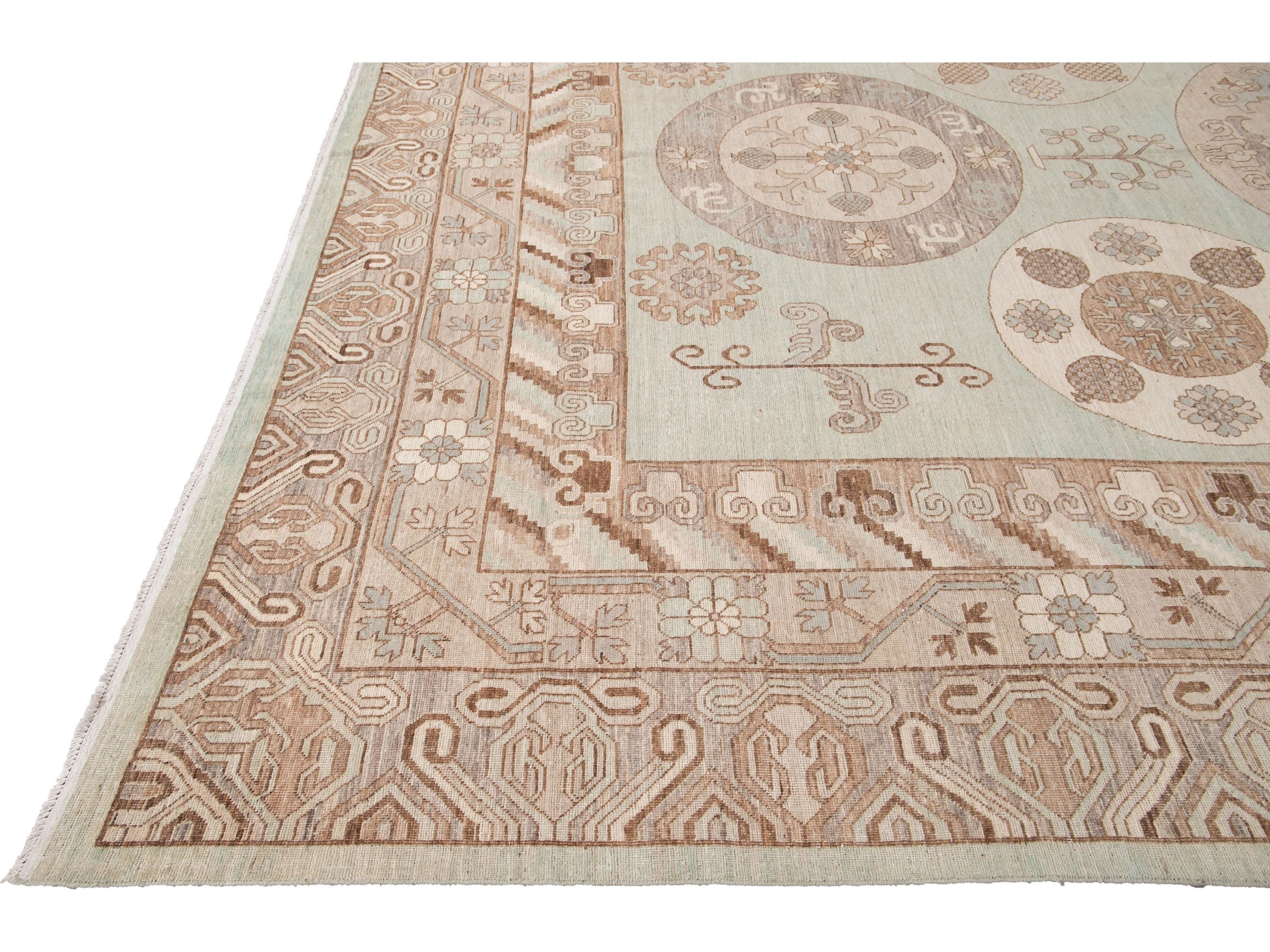 Modern Khotan Style Wool Rug 12 X 20