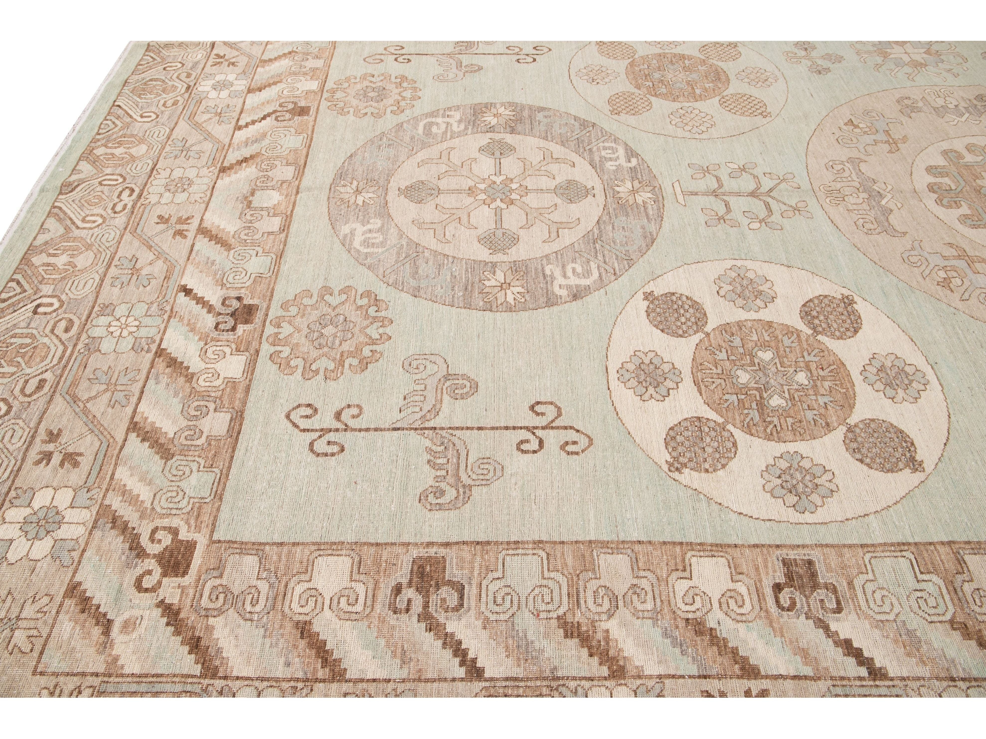 Modern Khotan Style Wool Rug 12 X 20