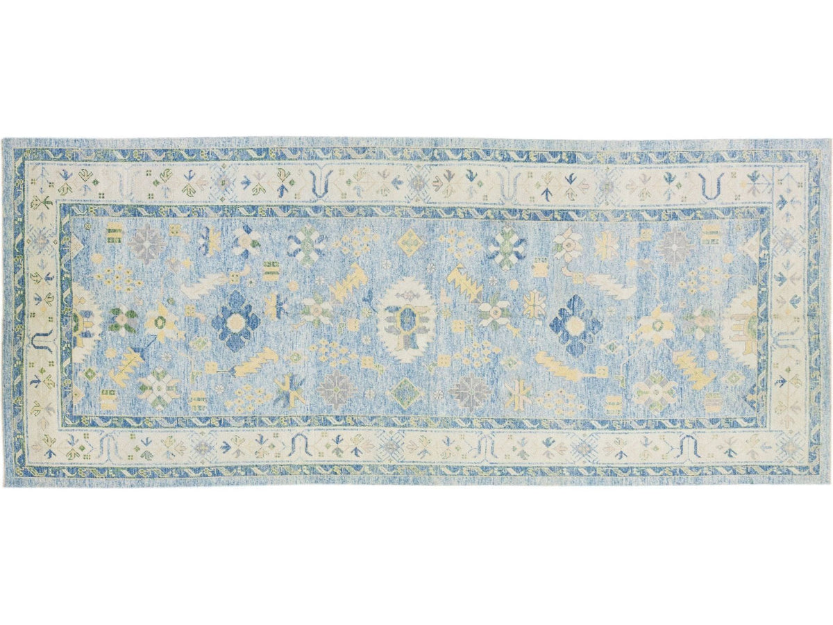 Modern Oushak Wool Runner 7 X 17