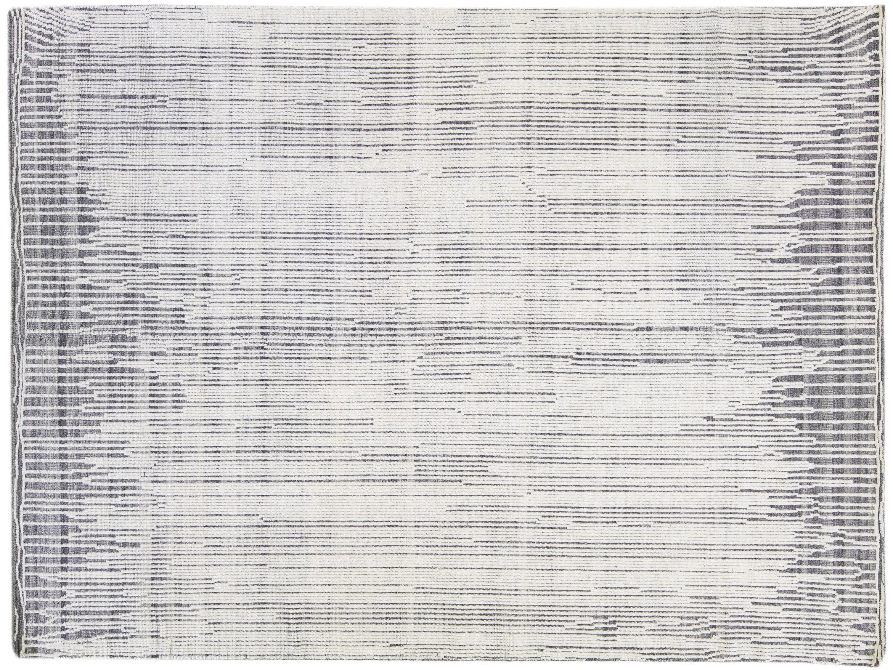 Moroccan Style Ivory & Gray Handmade Designed Wool Rug by Apadana