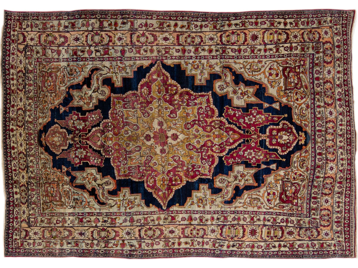 Antique Kerman Wool Rug  11 X 15