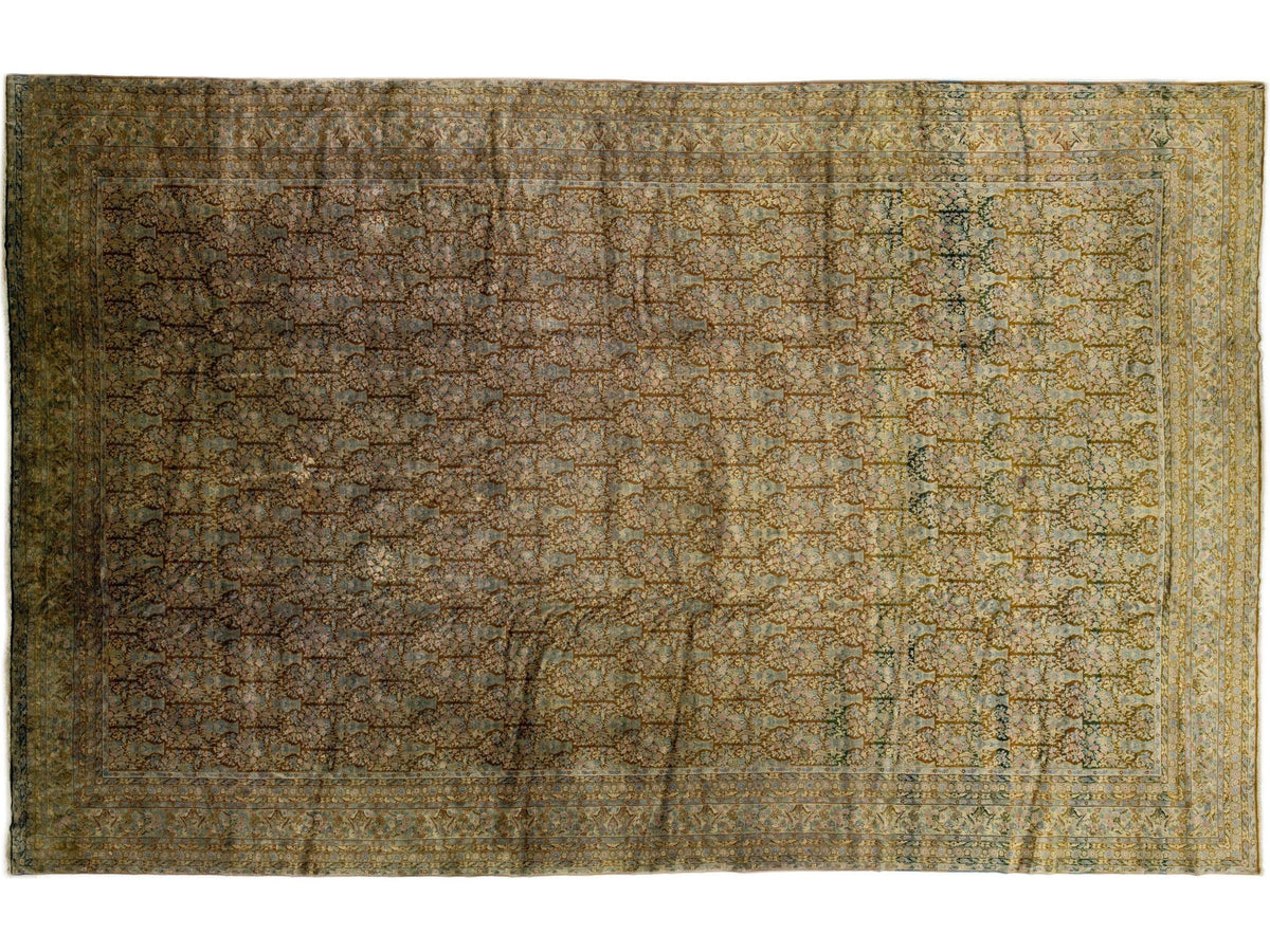 Antique Agra Wool Rug 14 X 23
