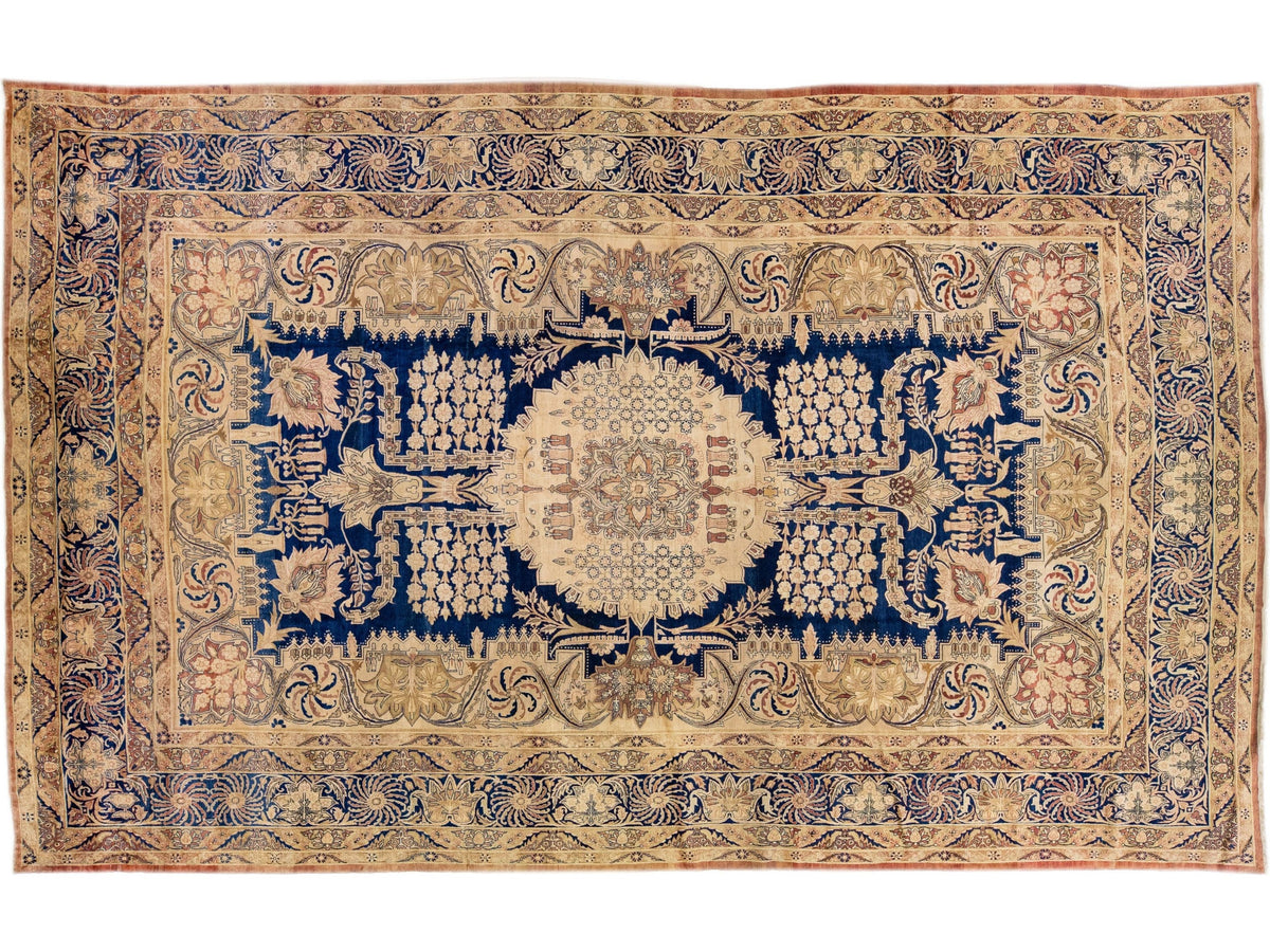 Antique Kerman Wool Rug 11 X 19