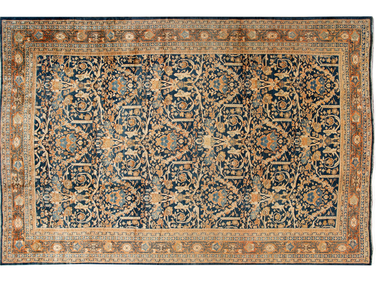 Antique Mahal Wool Rug 12 X 19