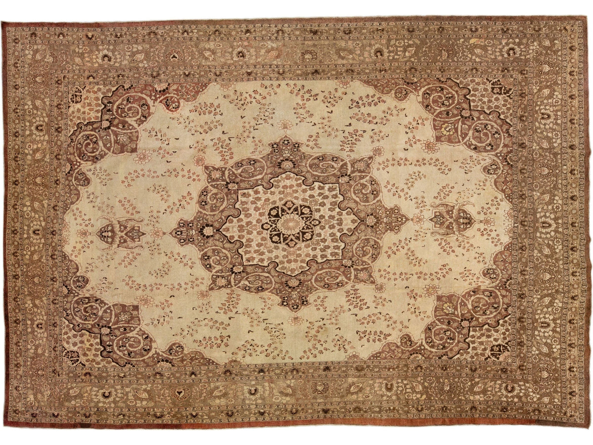 Antique Persian Tabriz Wool Rug 11 X 16