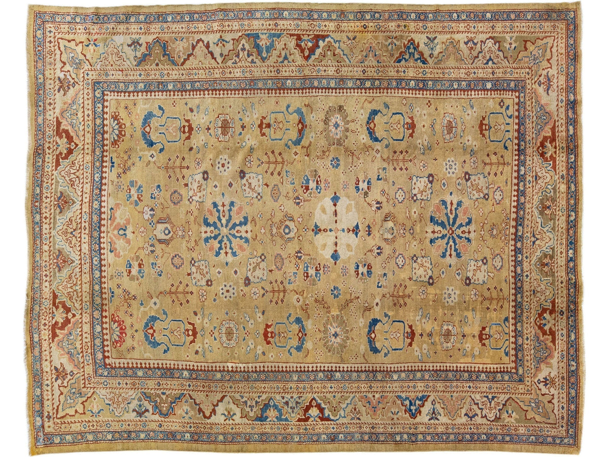 19th Century Sultanabad Wool Rug 10 X 13