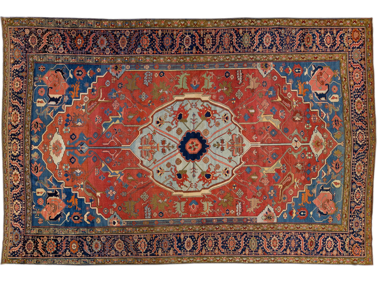 Antique Serapi Wool Rug 12 X 18