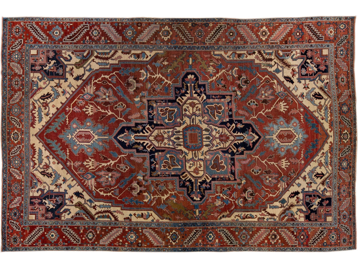 Antique Serapi Wool Rug 11 X 17