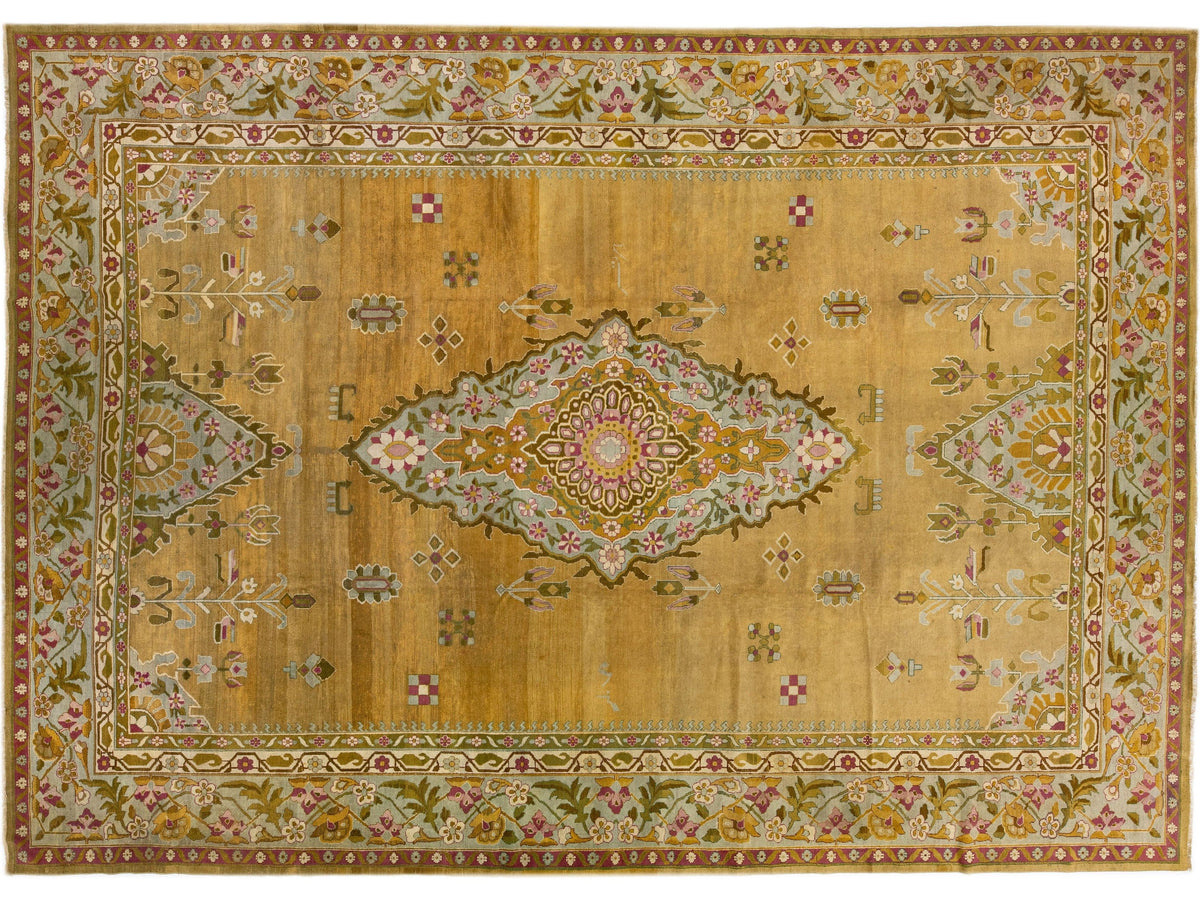 Antique Indian Agra Wool Rug 14 X 20