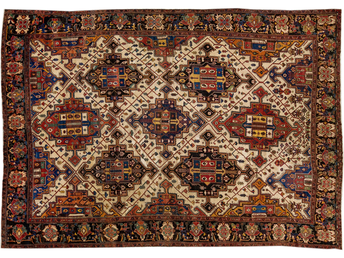 Antique Bakhtiari Wool Rug 14 X 20