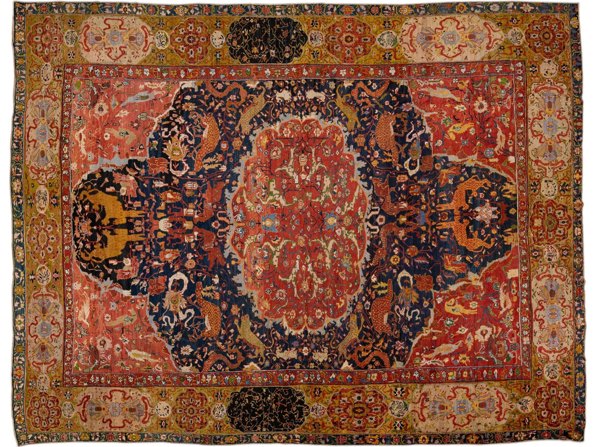Antique Sultanabad Wool Rug 17 X 22