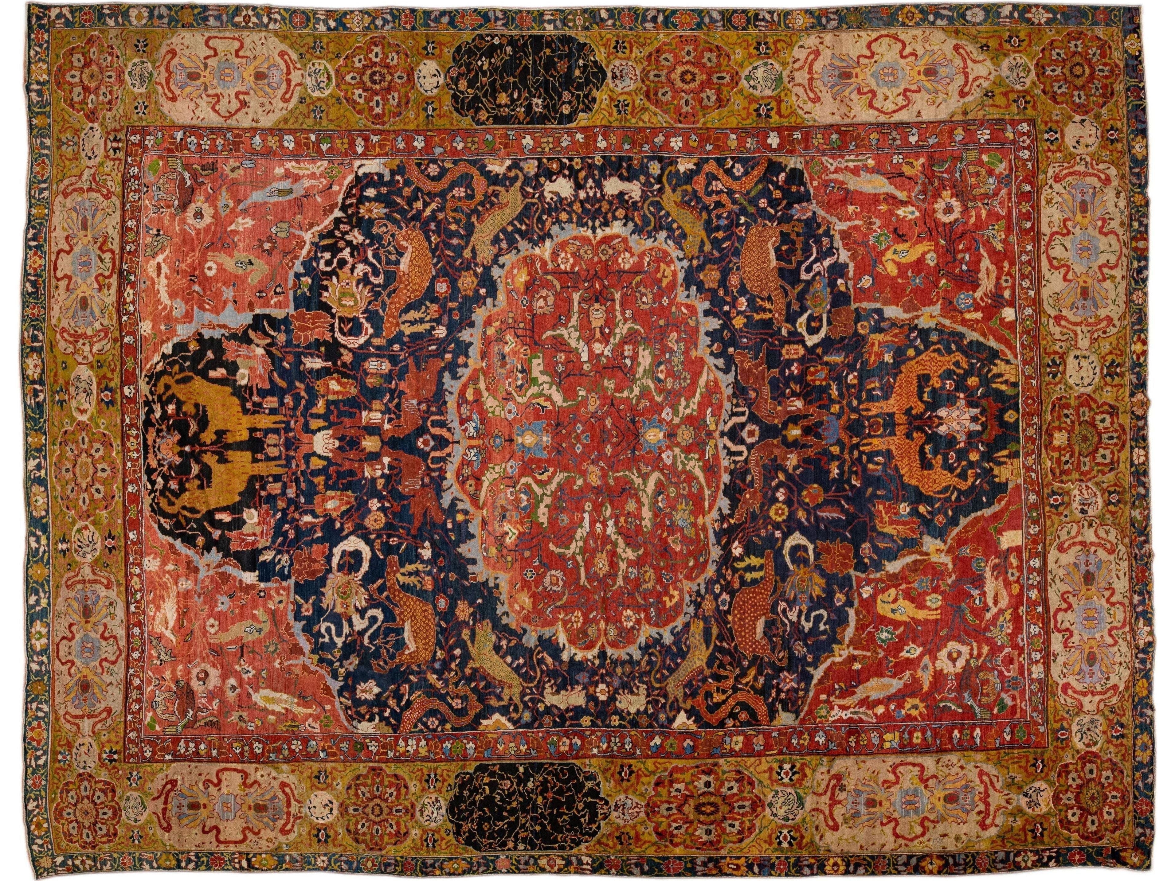 Multicolor Antique Sultanabad Handmade Mendallion Persian Wool Rug