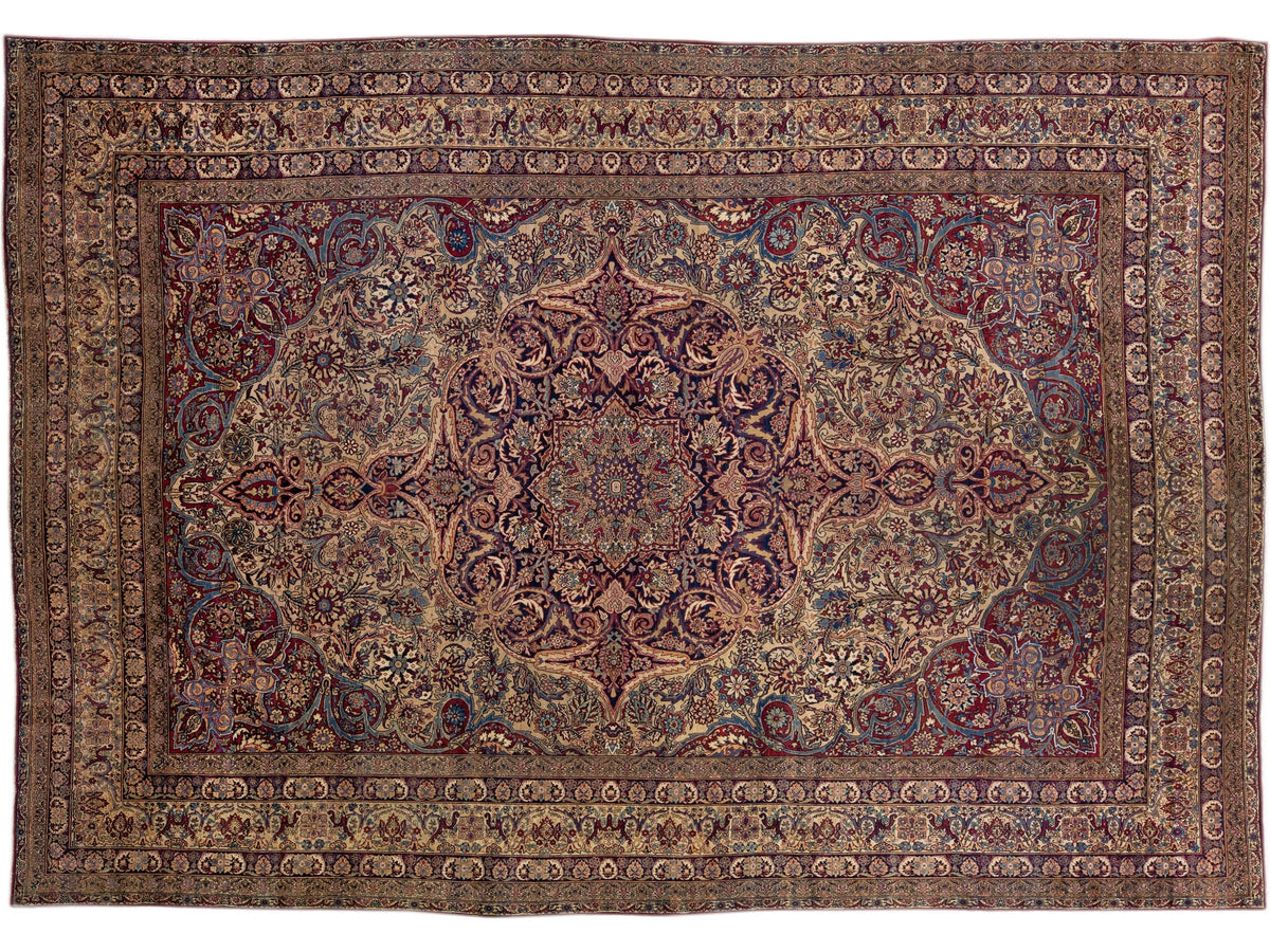 Antique Kerman Wool Rug 13 X 19