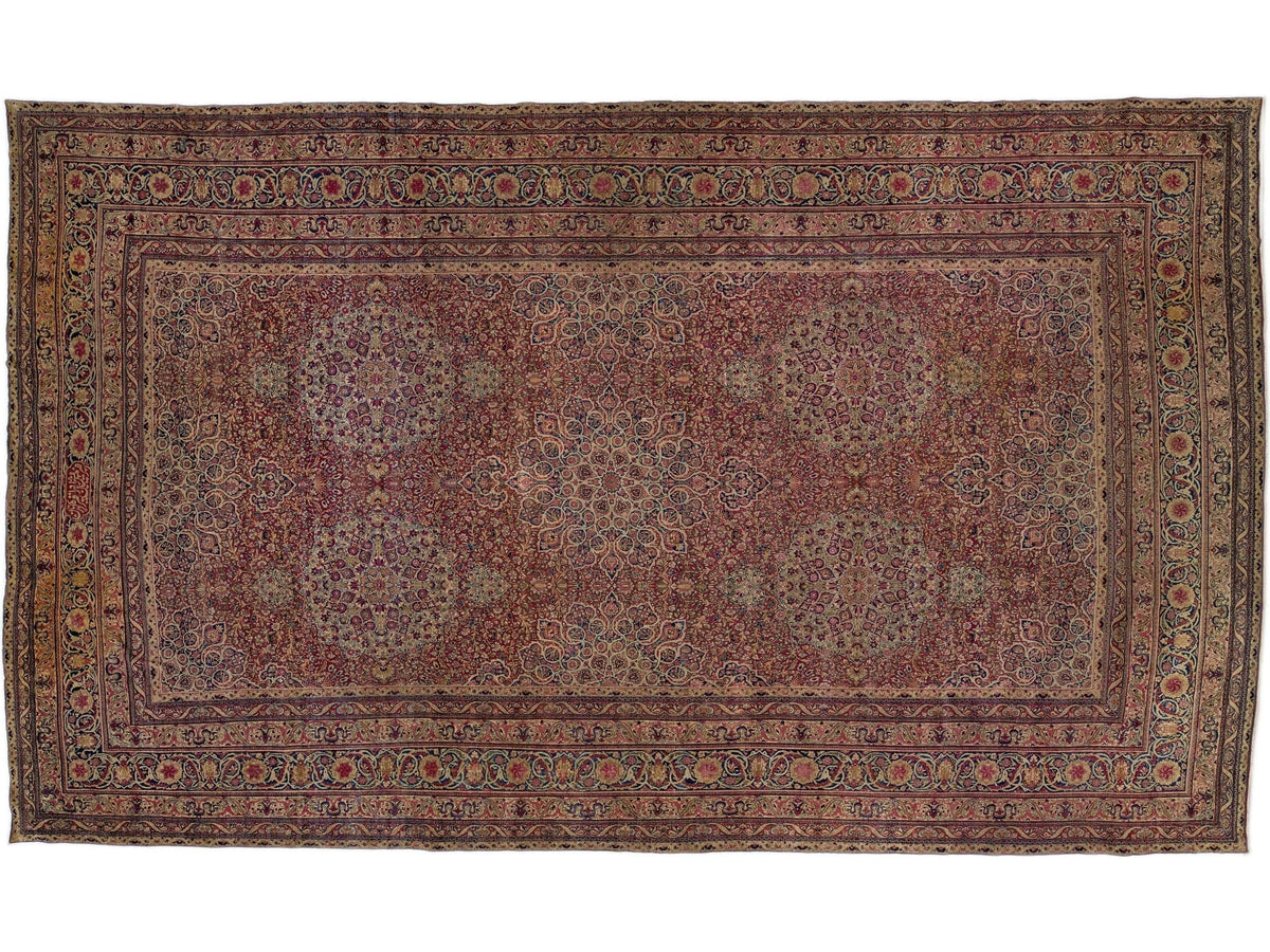 Antique Kerman Wool Rug  14 X 23