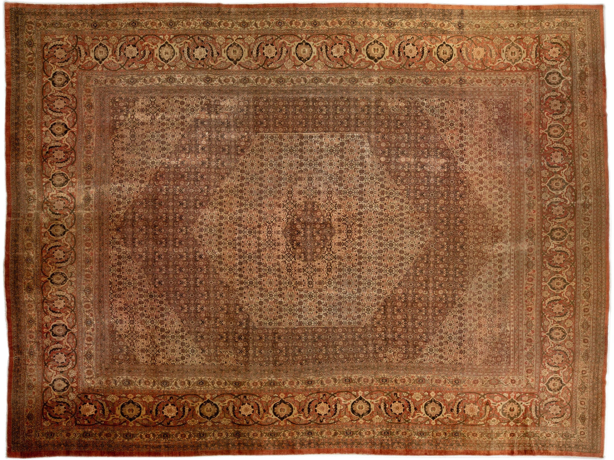 Antique Tabriz Wool Rug 18 X 24