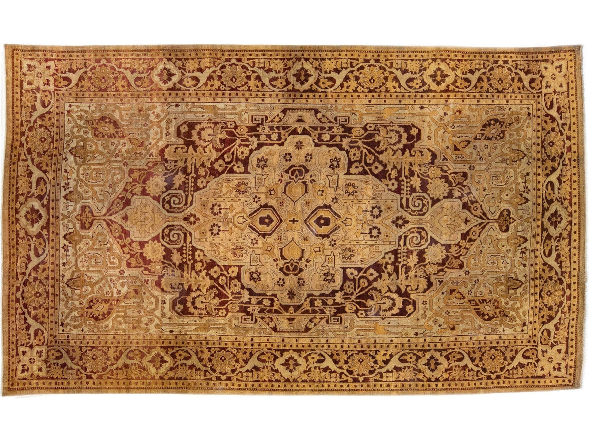 Antique Agra Wool Rug 10 X 17