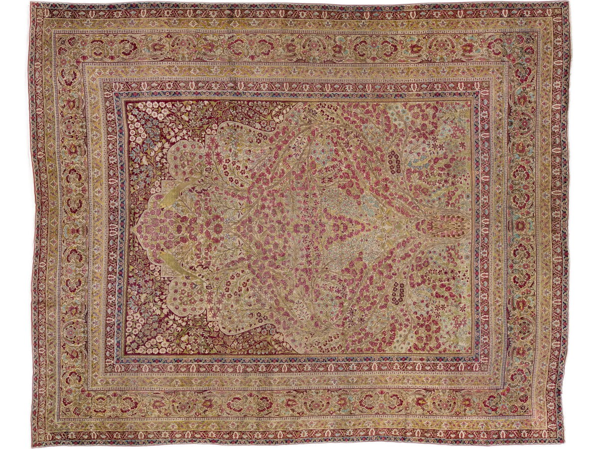 Antique Kerman Wool Rug  14 X 18