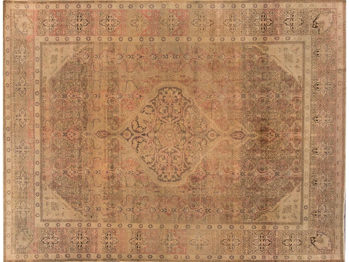 Antique Tabriz Wool Rug 9 X 12