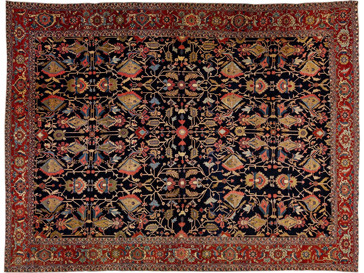 Antique Serapi Wool Rug 13 X 17