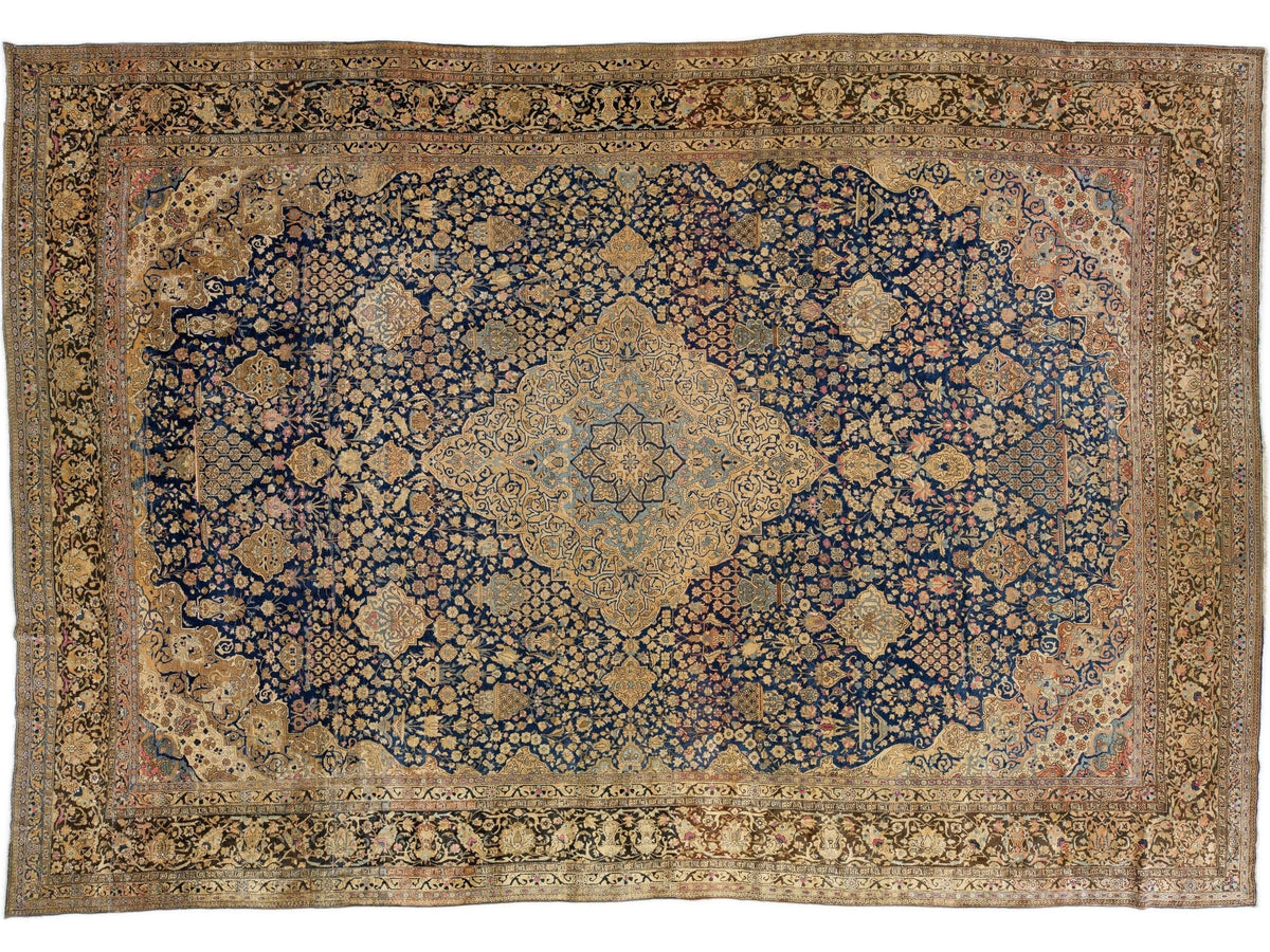 Antique Tabriz Wool Rug 14 X 22