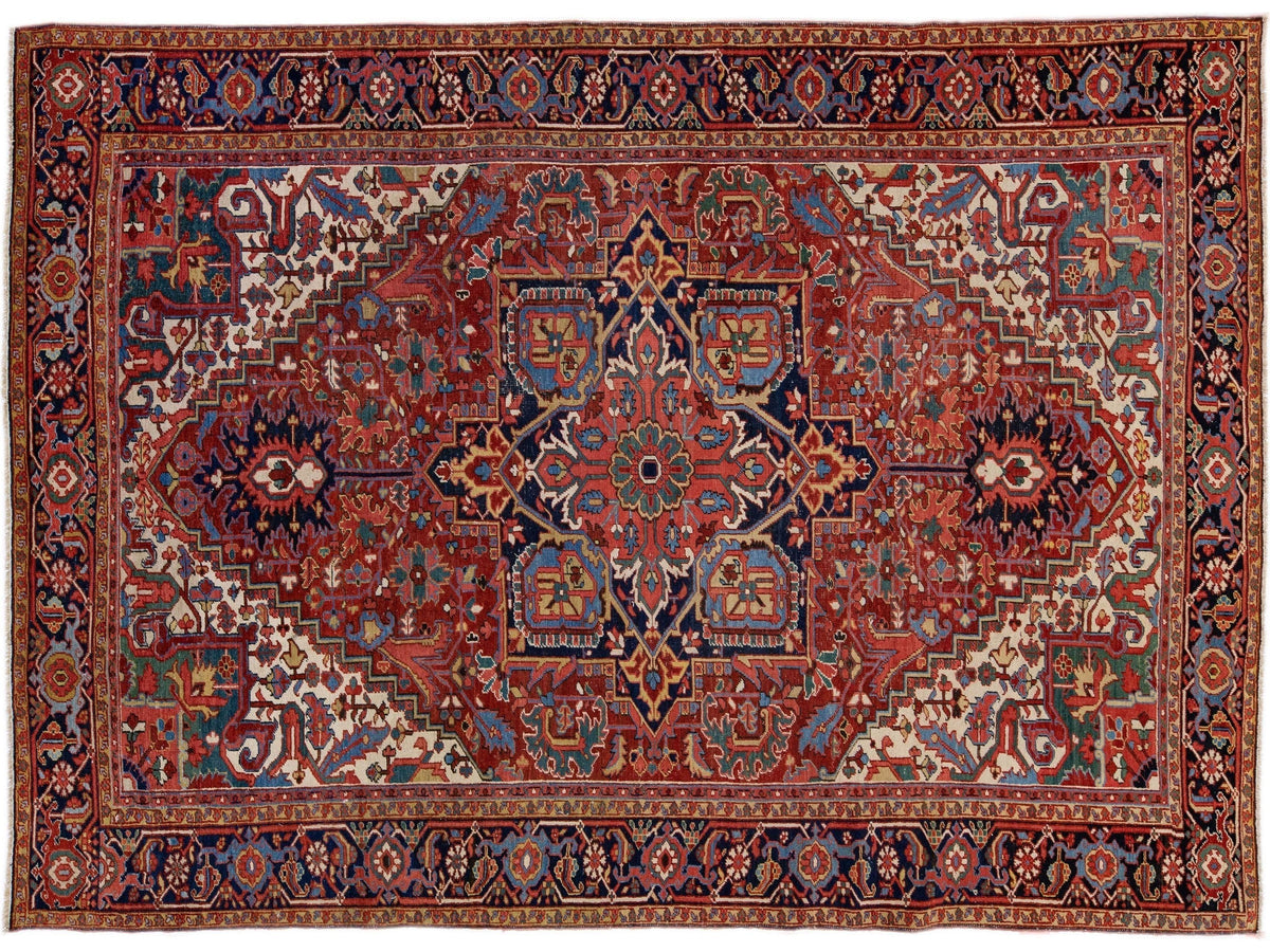Antique Heriz Wool Rug 8 X 11