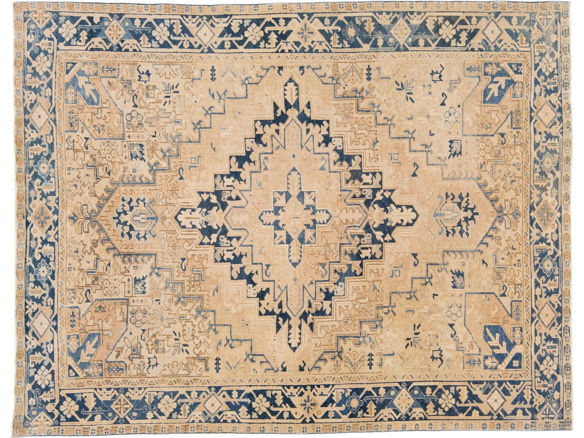 Antique Heriz Persian Wool Rug 7 X 9