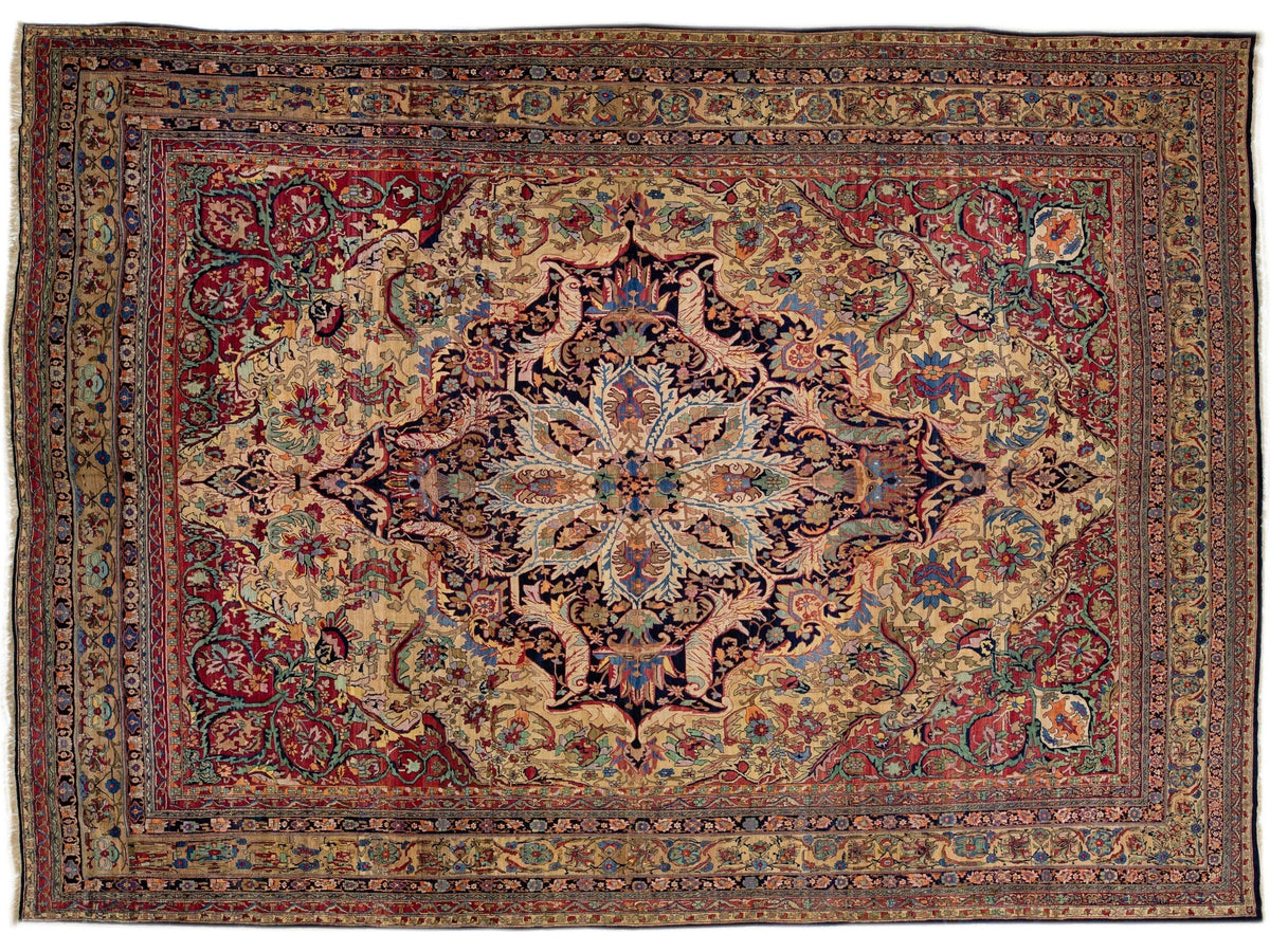 Antique Kerman Wool Rug 17 X 23