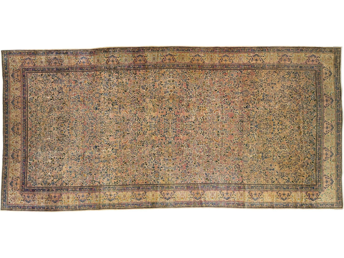 Antique Kirman Wool Rug 11 X 24