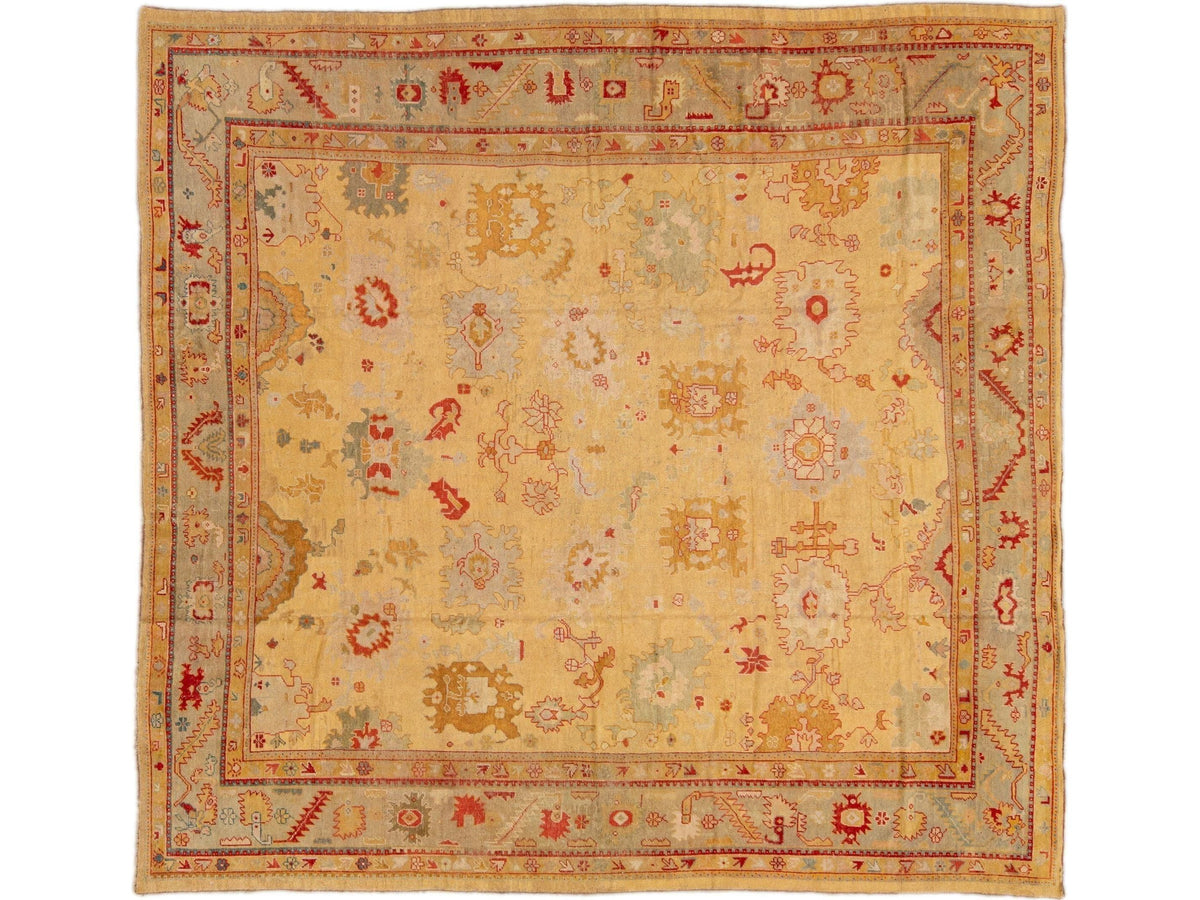 Antique Turkish Oushak Wool Rug 15 X 16
