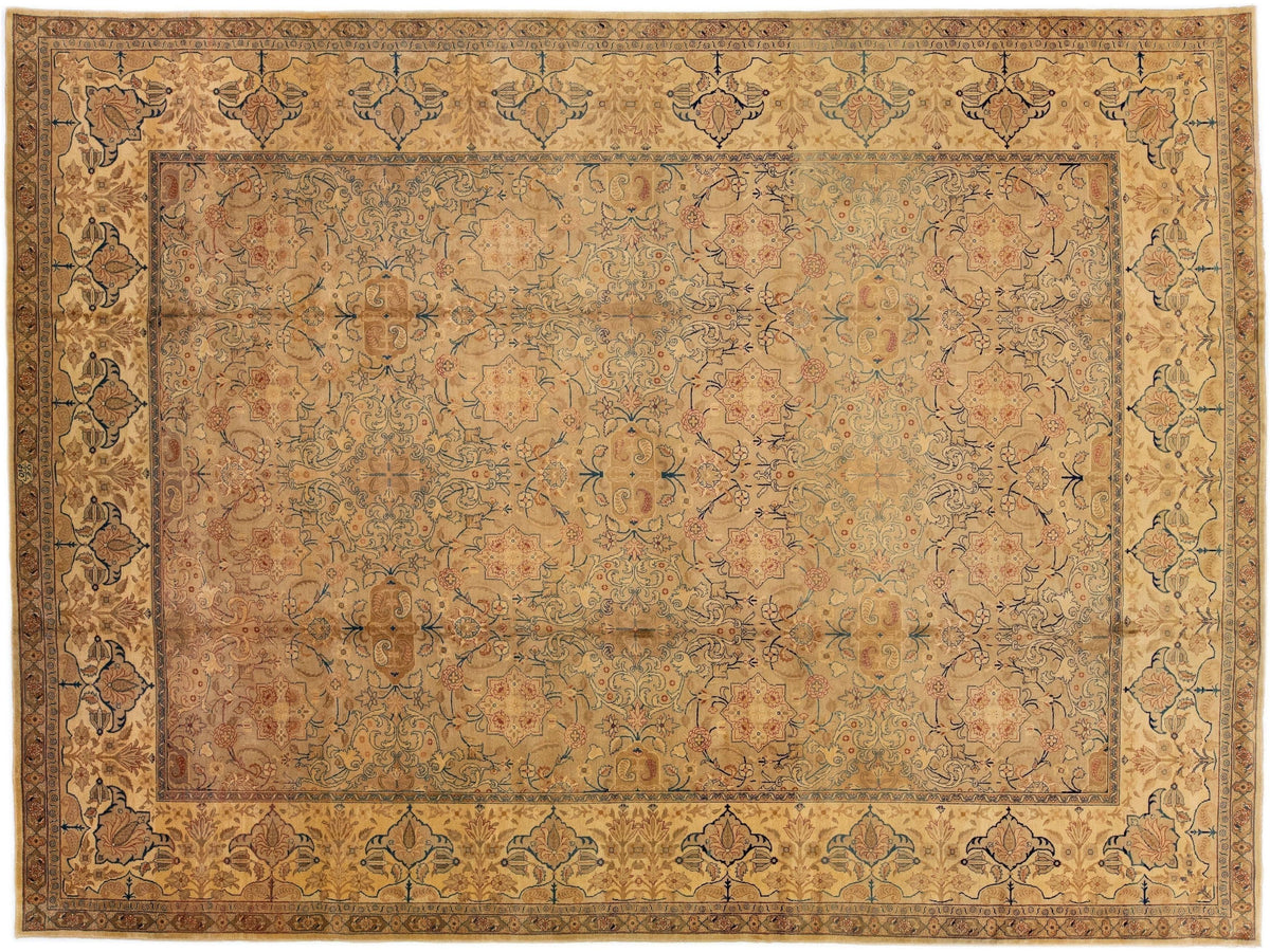 Antique Tabriz Wool Rug 13 X 17