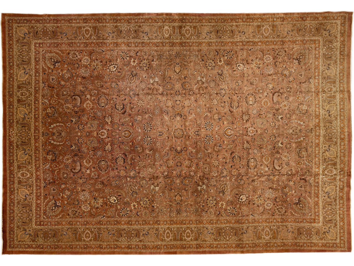Antique Mashad Wool Rug 16 X 23