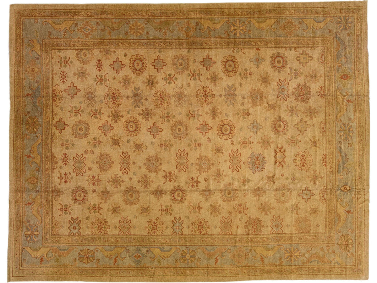 Modern Oushak Wool Rug 14 X 18