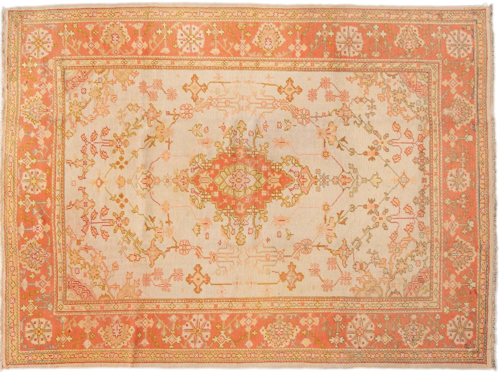 Antique Oushak Wool Rug 7 X 9