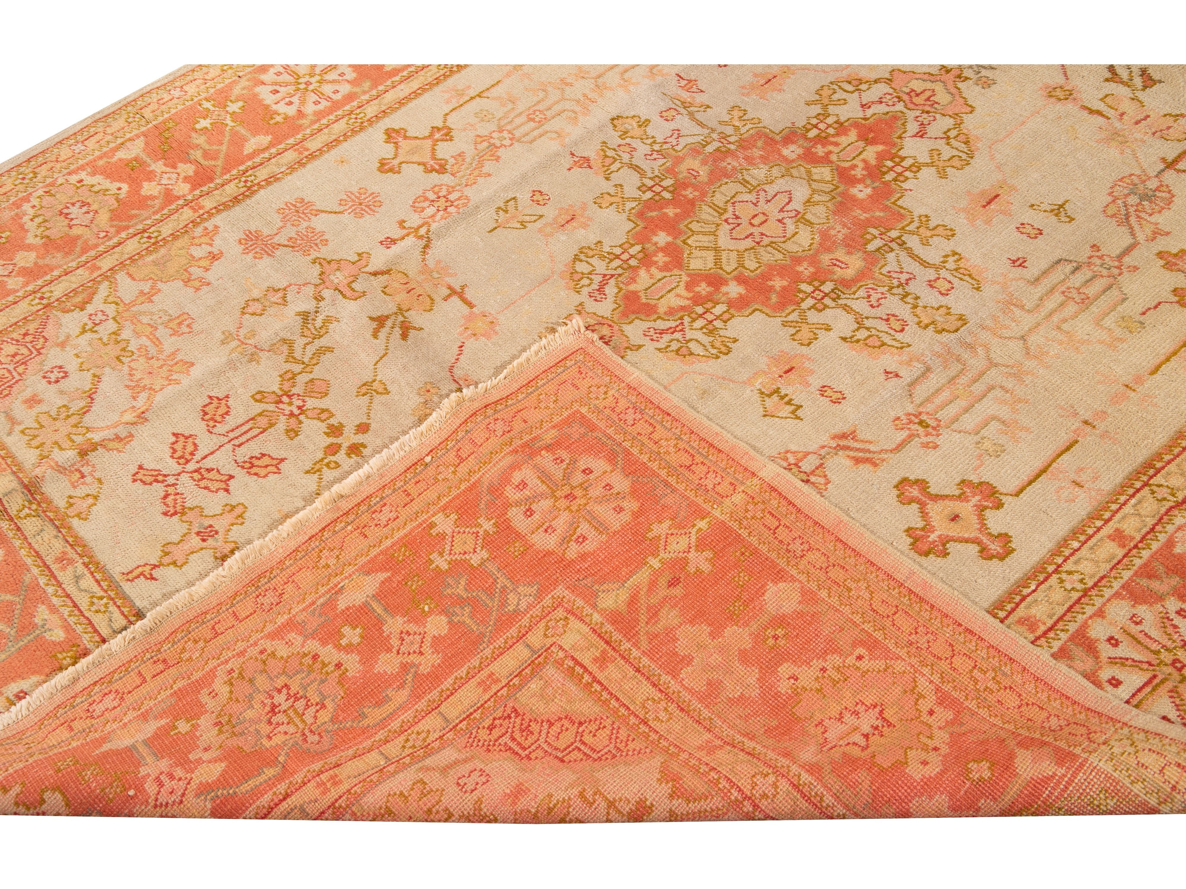 Antique Oushak Wool Rug 7 X 9