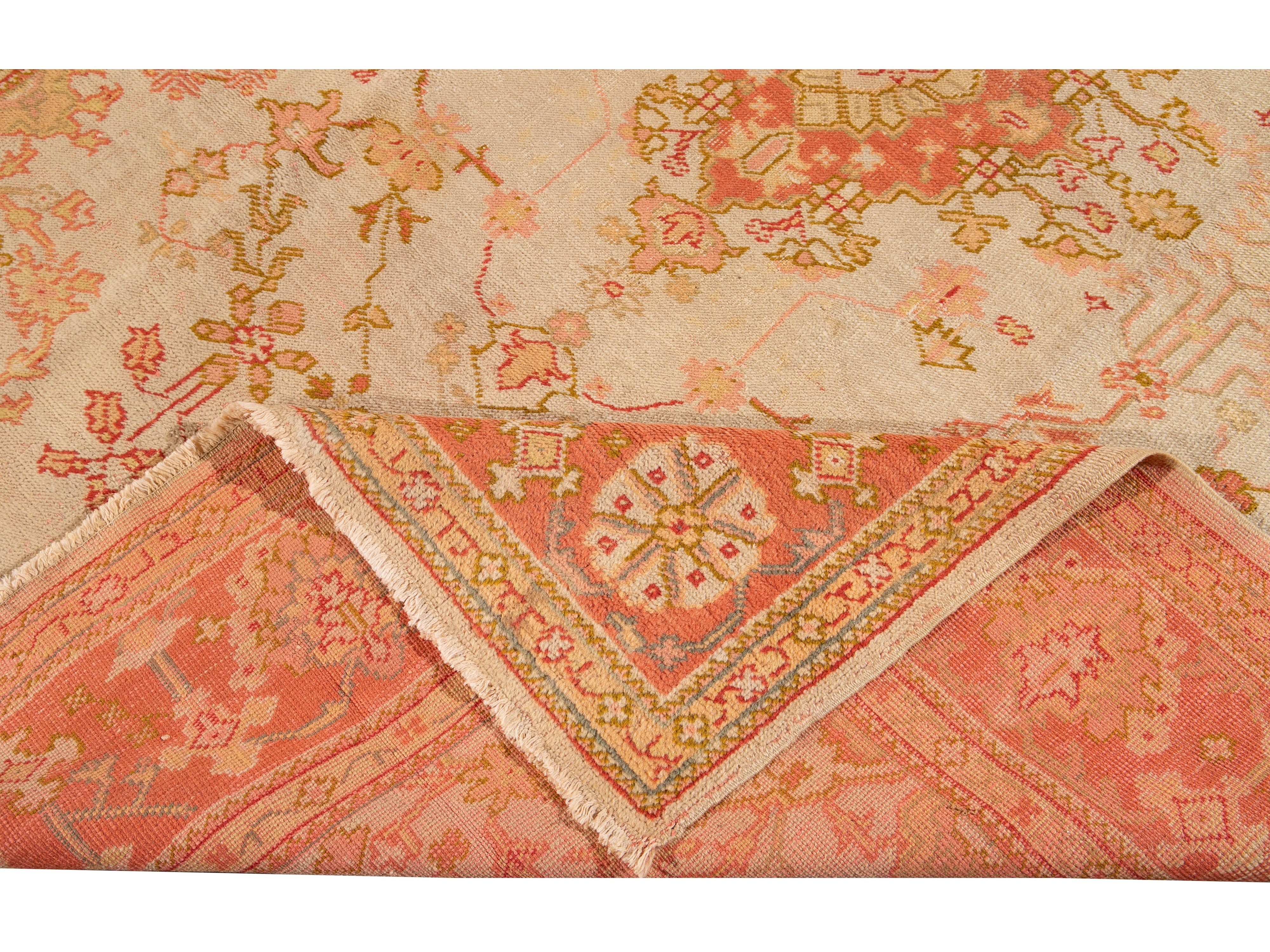 Antique Oushak Wool Rug 7 X 9