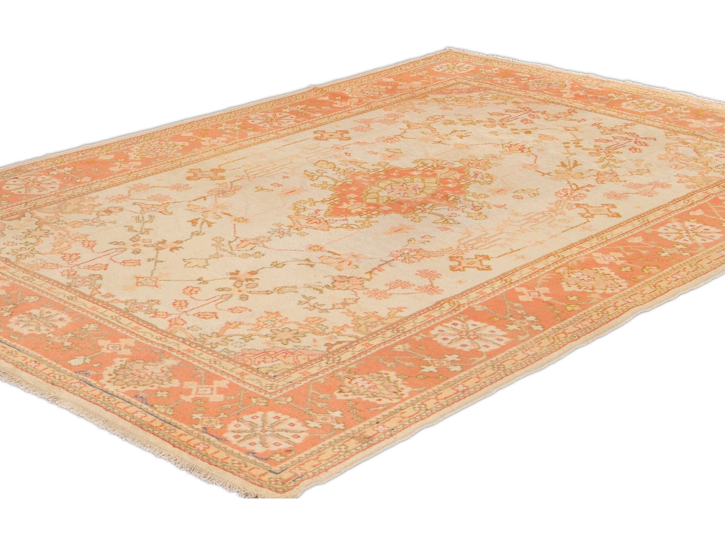Antique Oushak Wool Rug 7 X 9