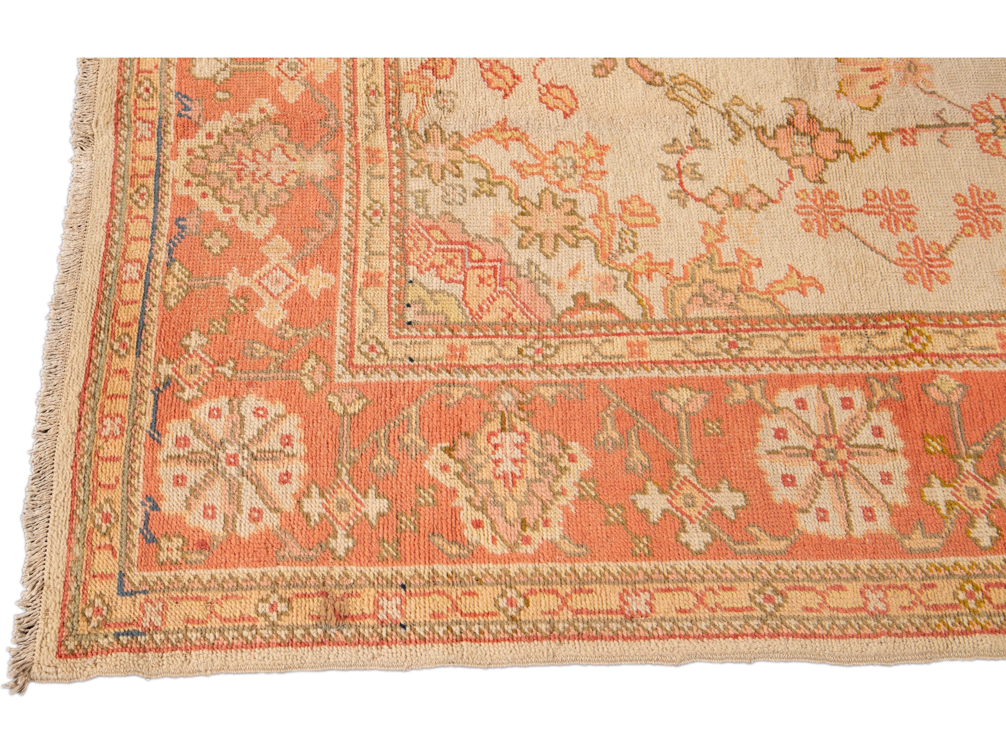 Antique Oushak Wool Rug 7 X 9