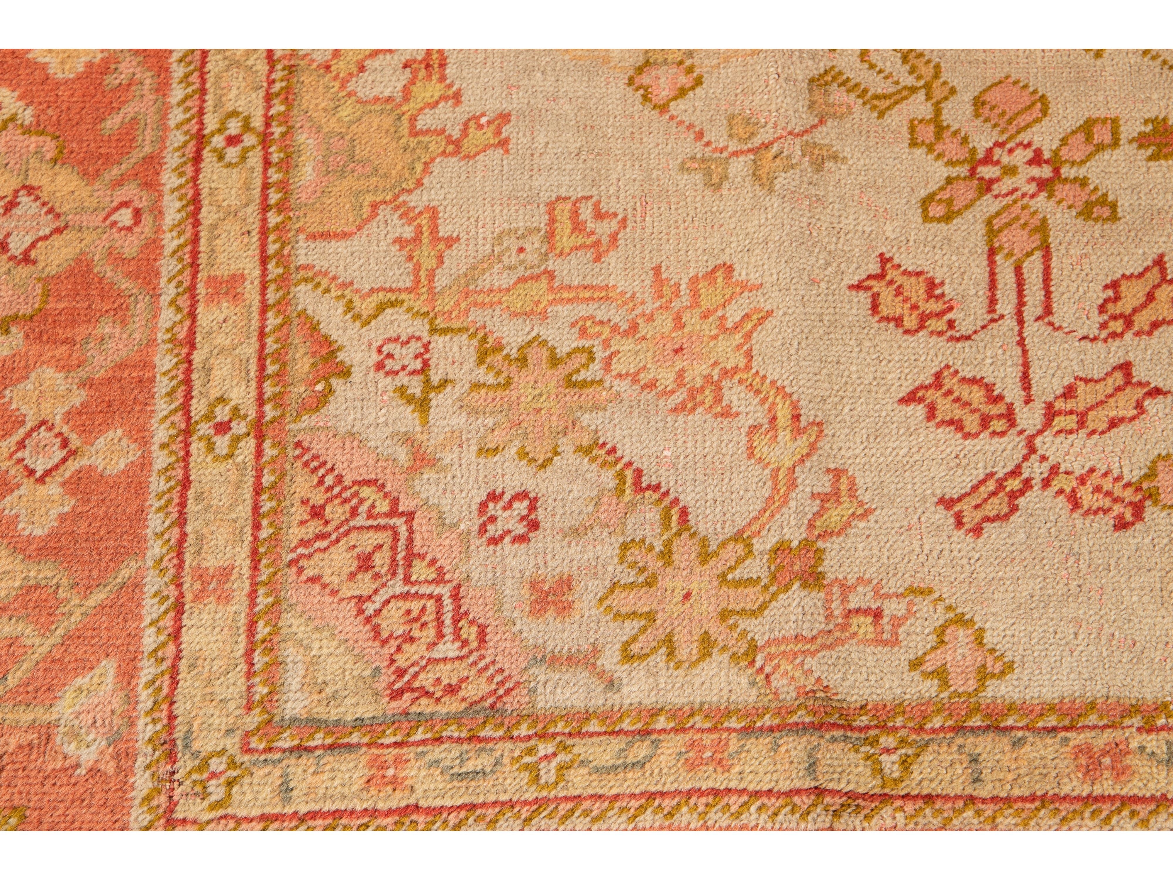 Antique Oushak Wool Rug 7 X 9