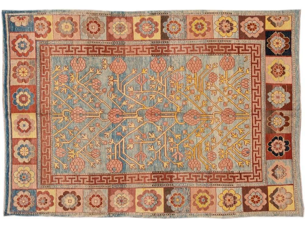 Vintage Khotan Wool Rug 7 X 9