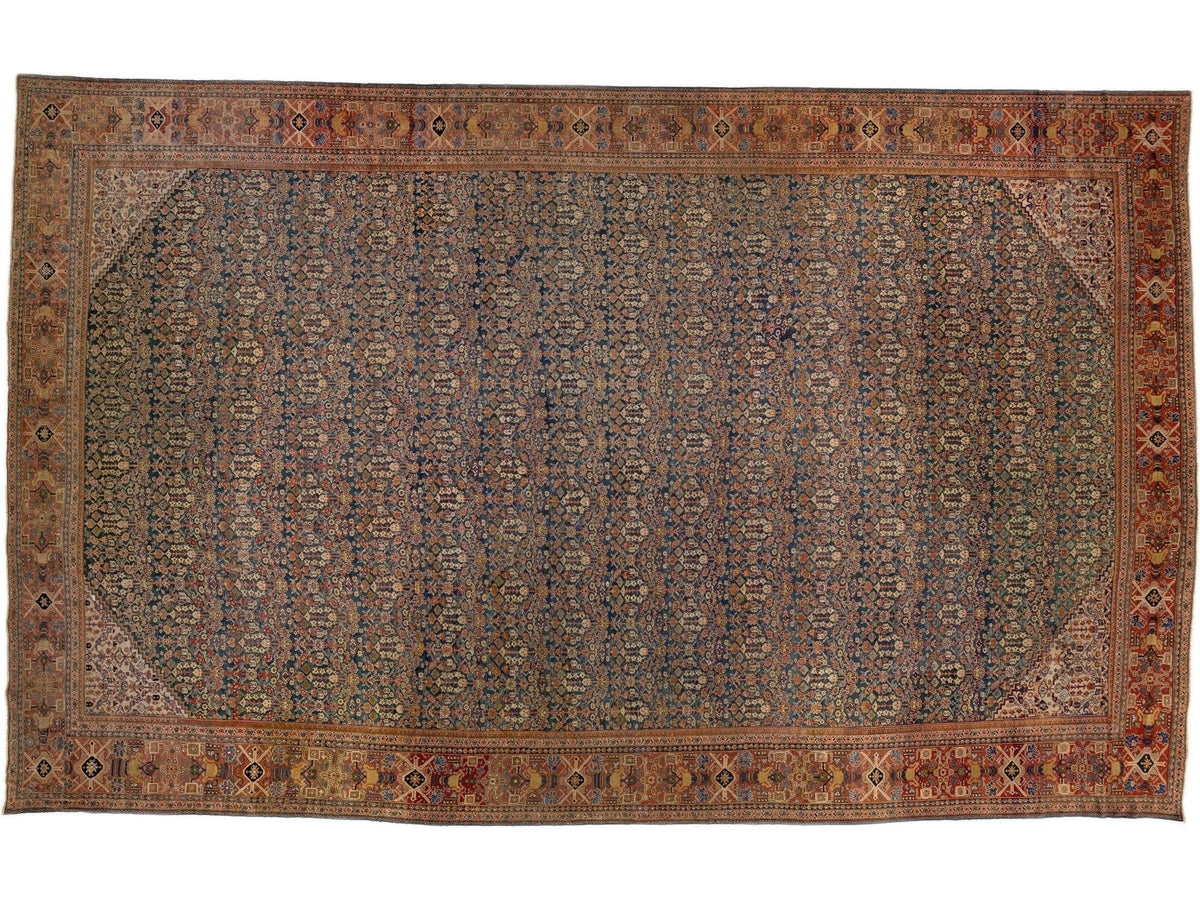 Antique Mahal Wool Rug 14 X 23