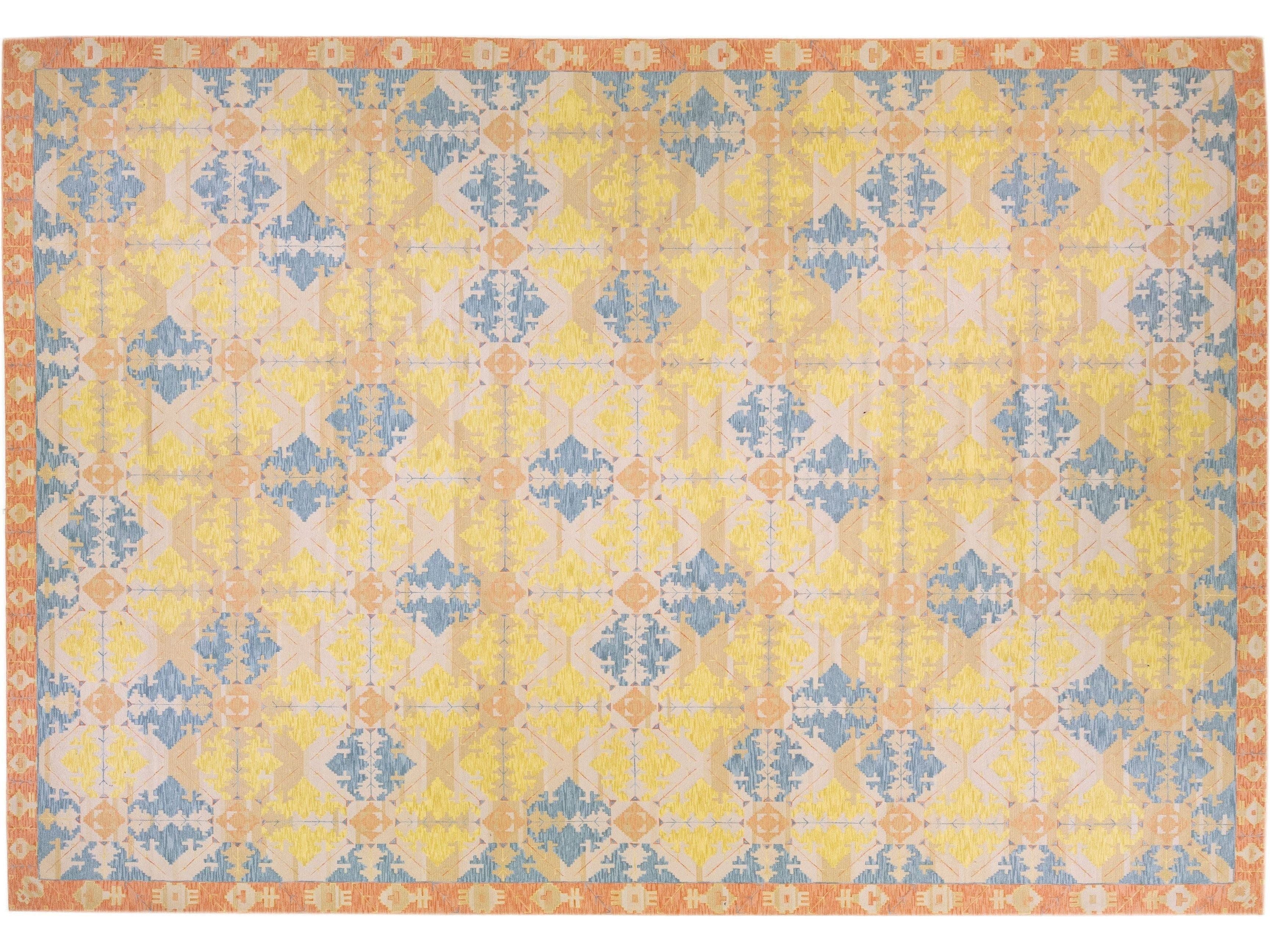 Beige Transitional Design Handmade Oversize Wool Rug