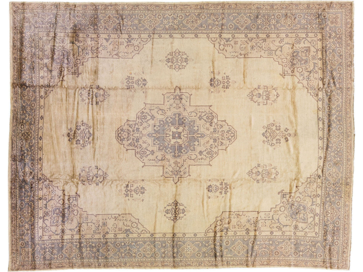 Antique Turkish Oushak Wool Rug 12 X 15