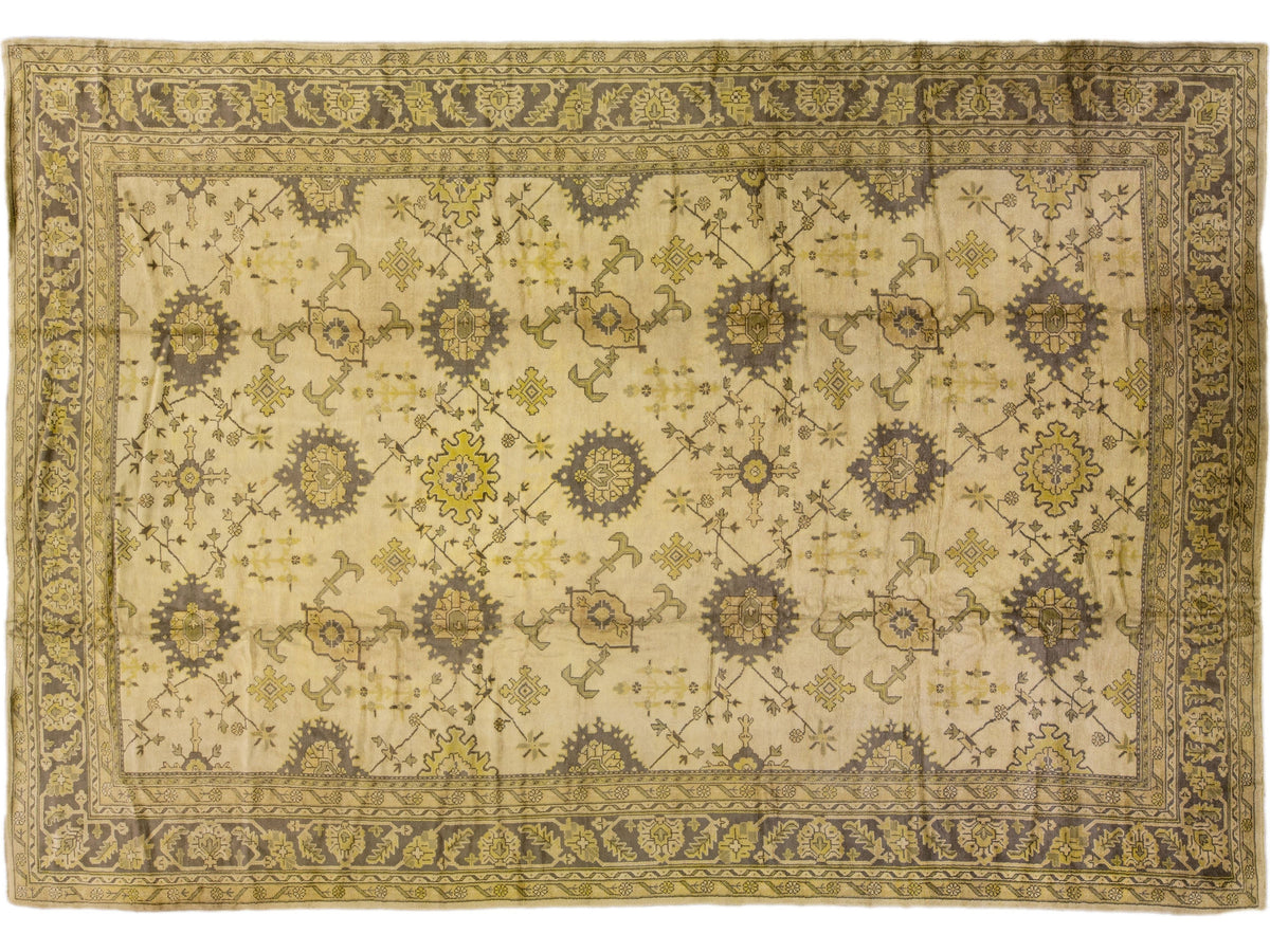 Antique Turkish Oushak Wool Rug 12 X 18