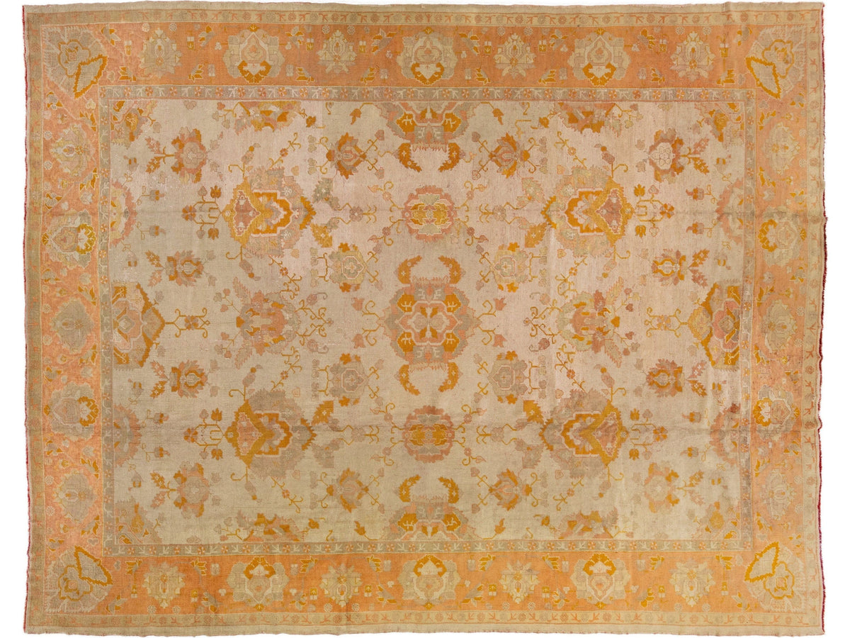 Antique Oushak Wool Rug 12 X 15