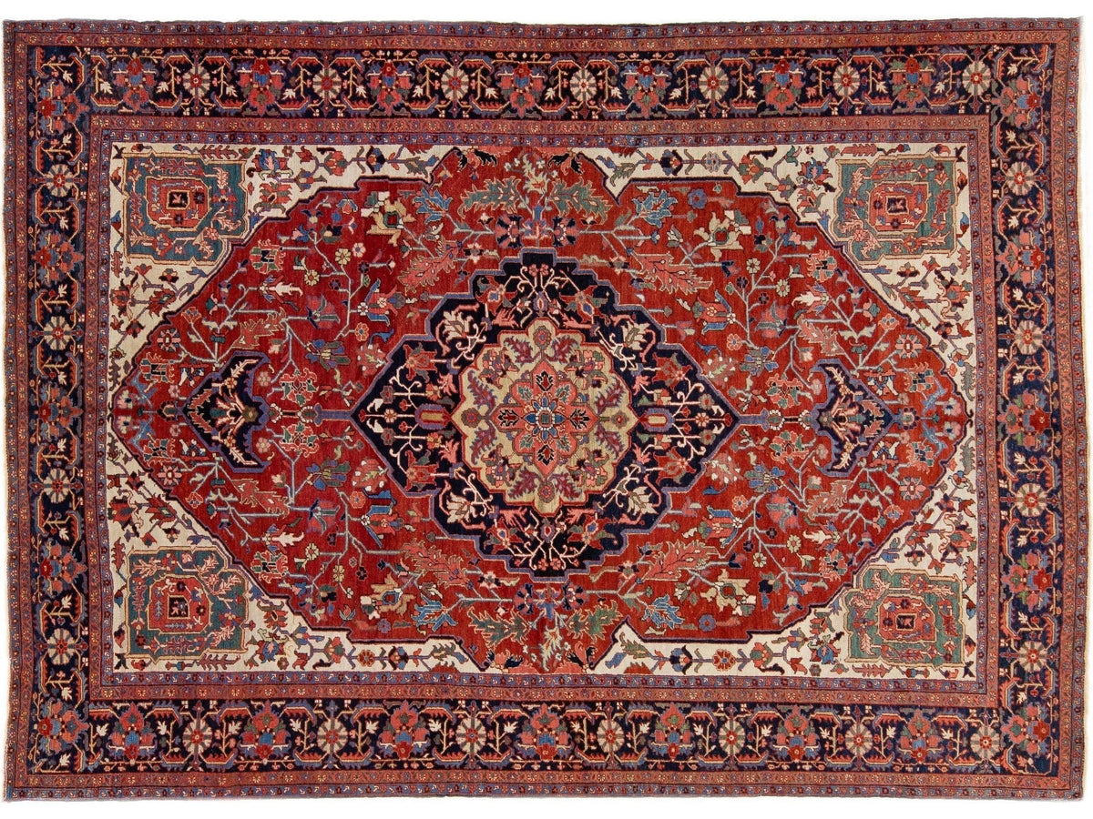 Antique Heriz Wool Rug 10 X 14