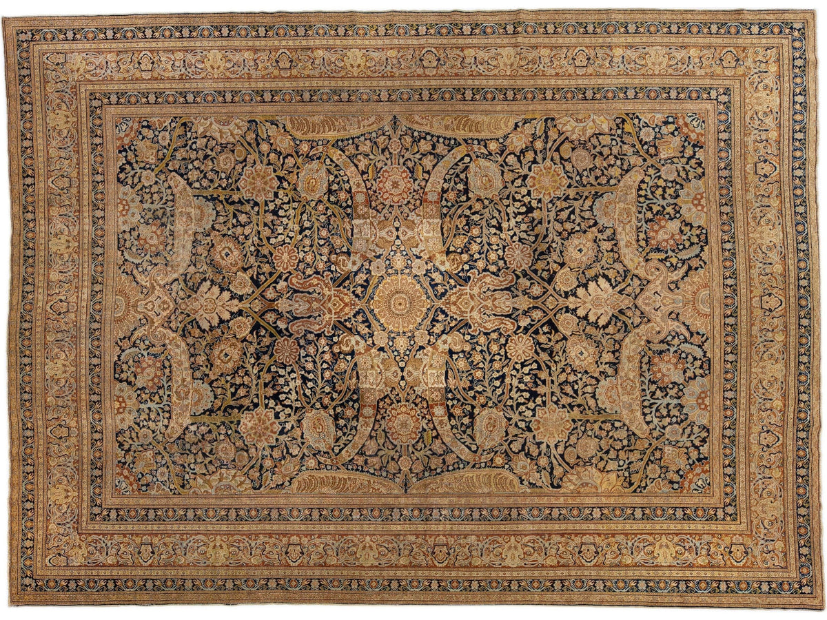 Antique Tabriz Wool Rug 9 X 13