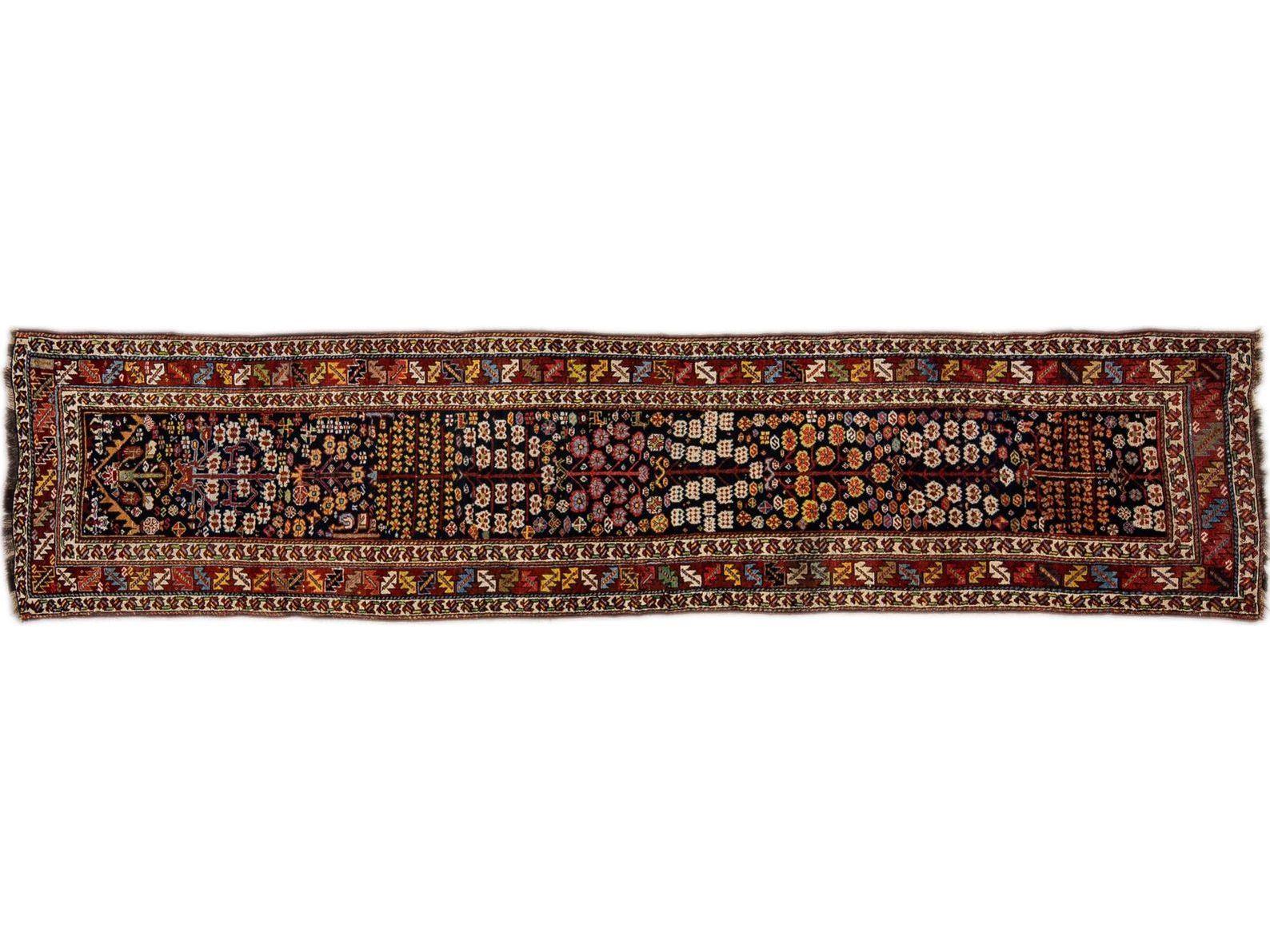 Antique Kurd Handmade Allover Pattern Wool Runner
