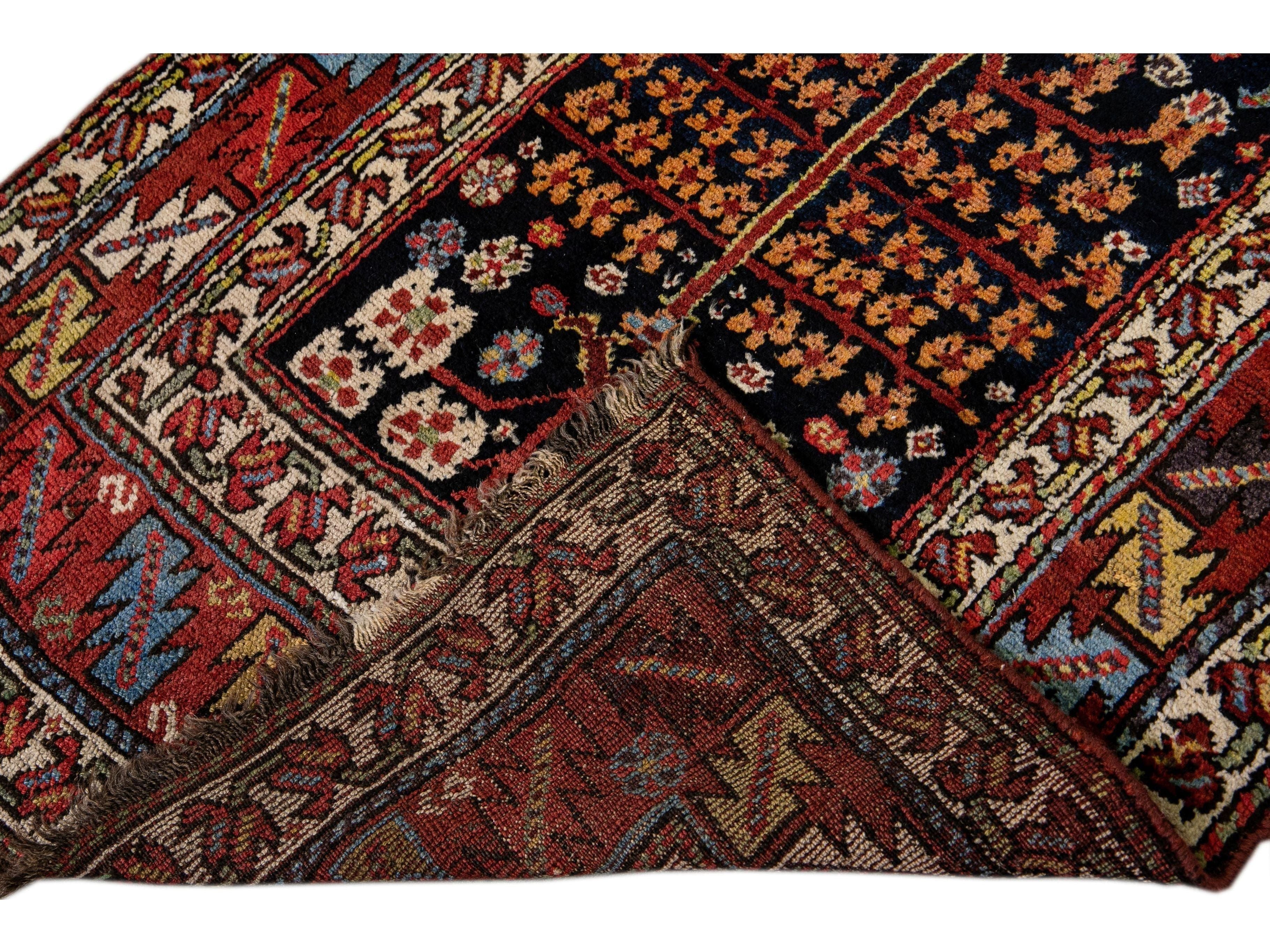 Antique Kurd Handmade Allover Pattern Wool Runner